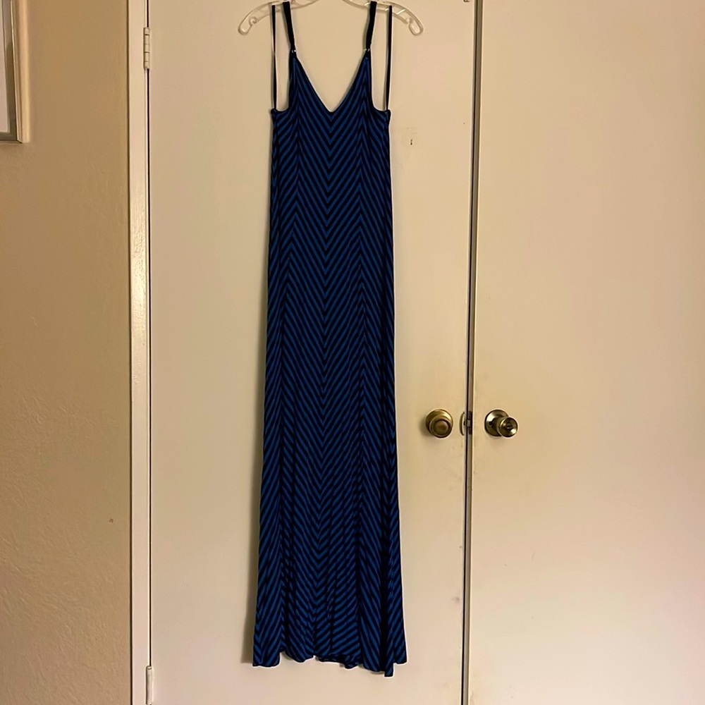 Blue/Black Striped Maxi Dress